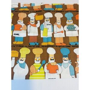 Vintage Waverly Chef's Special Cotton Brown Fabric Cook Chef 1 Yd 36 x 44